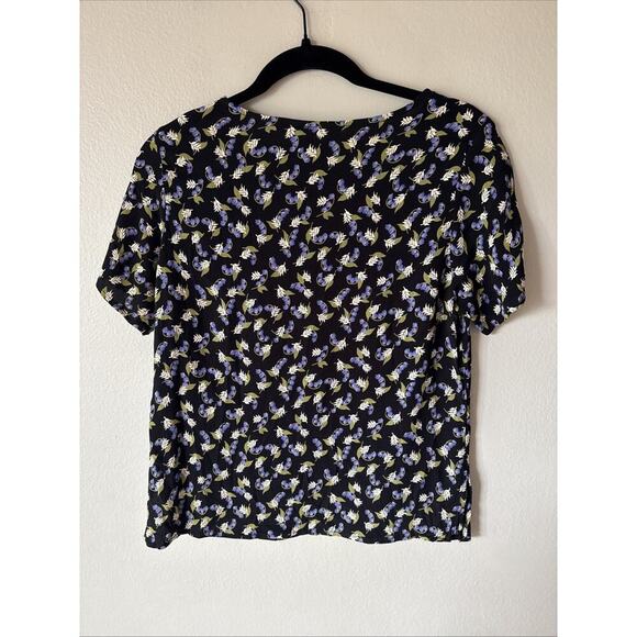 Carole Little Purple Floral Top Women’s Petite Size 8P Blouse Short Sleeve VTG - Picture 2 of 8